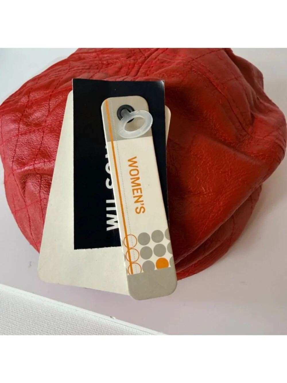 Wilsons Leather Red Moto Hat VTG Quilted Newsboy Cabbie Cap Bold Y2K Baker Boy